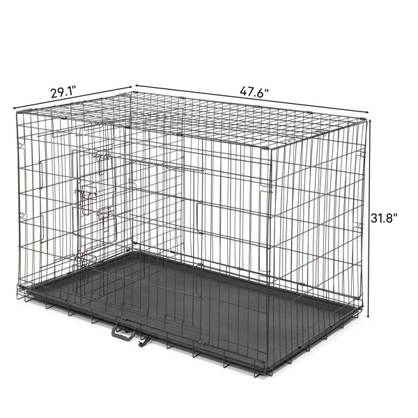 48" Pet Kennel Cat Dog Folding Steel Crate Animal Playpen Wire Metal Doba